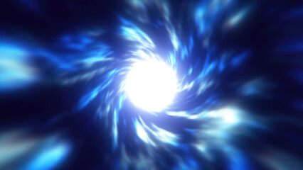 Poster - A mesmerizing blue vortex spiral, radiating energy with a glowing white center, evoking a sci-fi wormhole effect