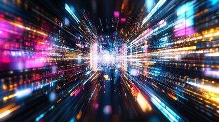 Fototapete - Dynamic visual representation of fast-moving digital data in vibrant colors