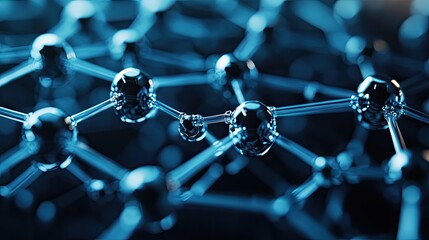 Poster - Abstract Molecular Structure with Blue Metallic Effect Close-Up