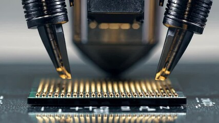 Leinwandbilder - Precision crafting of microchips during a detailed manufacturing process in a clean room environment