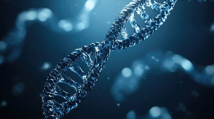 Poster - Blue Abstract DNA Helix Structure Under Soft Glowing Light