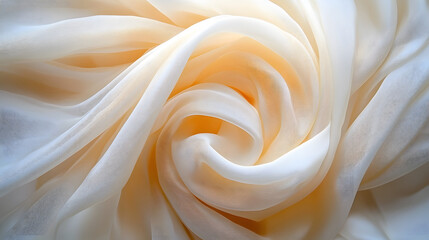 Poster - A soft, flowing fabric spirals elegantly, showcasing delicate textures and a warm, creamy color