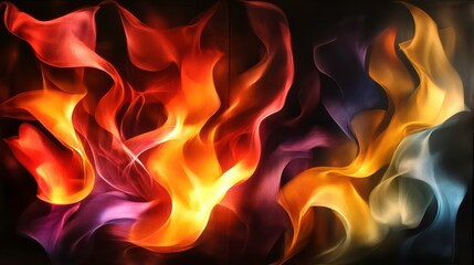 Wall Mural - a vibrant display of flames dancing against a dark background, symbolizing heat and energy.
