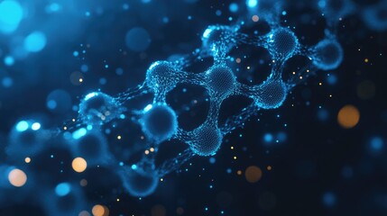 Poster - Abstract Representation of Molecular Structure in Blue Digital Space