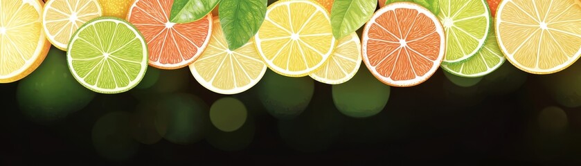 Wall Mural - Vibrant citrus slices strung together create a refreshing and decorative display.