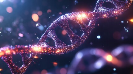 Poster - Stunning Glowing DNA Helix with Vibrant Colors and Particles