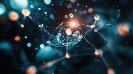 Poster - Abstract Molecular Structure with Energized Particles in Motion