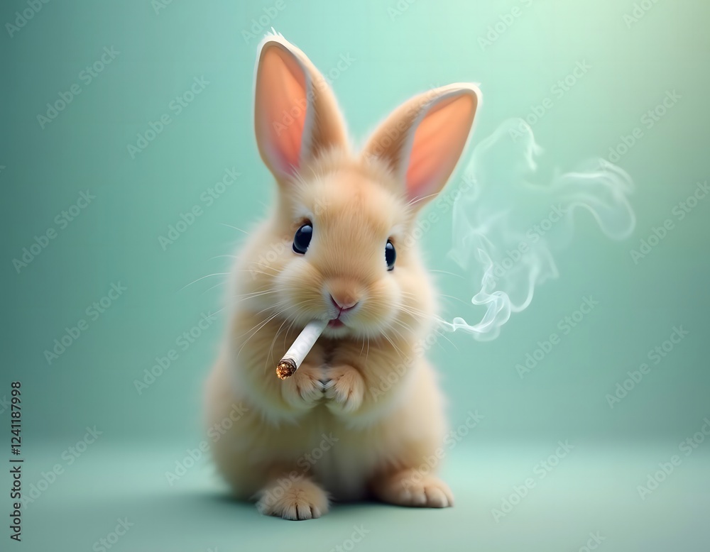 Cute Bunny Rabbit Smoking Cigarette Digital Art Stock Photo | Adobe Stock