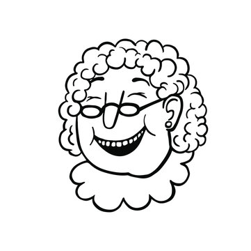 emotion laughs, having fun granny face line