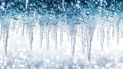 Poster - Icicles hanging, winter scene, bokeh background, cold weather