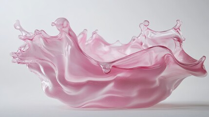 Poster - Pink Glass Art with Fluid Shapes and Dynamic Splash Design