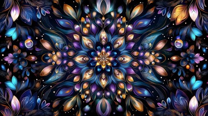 Poster - Colorful floral pattern with intricate details and vibrant hues in 4K resolution