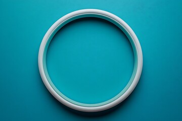 Wall Mural - White Circular Frame on Teal Background