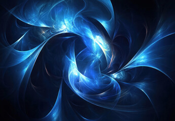 Poster - abstract digital composition in blue and light blue tones. 