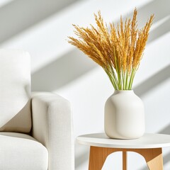 Poster - Minimalist living room design bright and airy atmosphere wide-angle capture