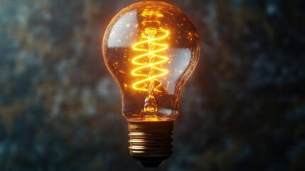 Aufkleber - Innovative light bulb featuring a glowing filament in a modern design on a textured backdrop. Generative AI