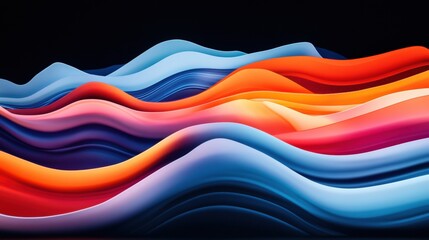 Poster - Abstract Colorful Waves Flowing in Bright Shades on Black Background