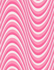 Seamless abstract wavy pattern in shades of pink, 70s retro aesthetics. Perfect for vintage designs, wallpapers, and textiles