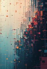 Poster - Abstract Geometric Cityscape Digital Artwork