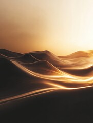 Wall Mural - Abstract Digital Landscape with Warm Glow