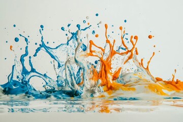 Poster - Abstract splash of colorful paint on white background.
