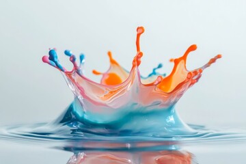 Poster - Abstract splash of colorful paint on white background.