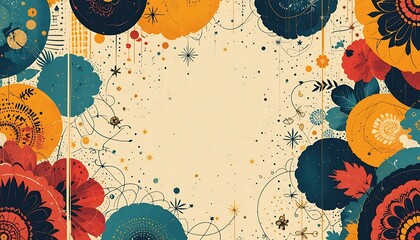 Poster - Abstract Floral Design With Vivid Colors and Patterns