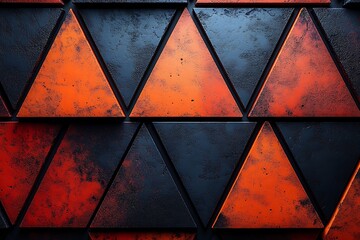 Wall Mural - Abstract Orange and Black Triangular Pattern