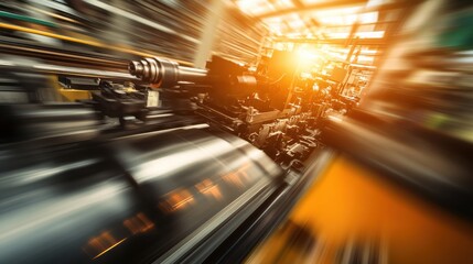 Poster - Dynamic Motion Blur of Industrial Machine in Action During Sunset