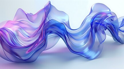 Aufkleber - flowing abstract wave in blue and purple colors with smooth gradient transitions and transparent sil