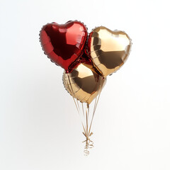 Wall Mural - luxurious combination of red and gold heart-shaped balloons 