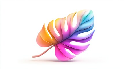 Poster - A bold, tropical leaf design with vibrant colors, isolated on white, evoking a lush, jungle vibe