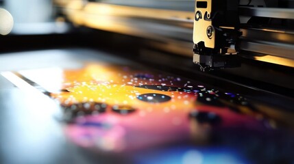 Poster - High Precision Printer Head Preparing Colorful Artistic Print