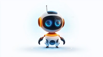 Poster - A quirky, pop culture-inspired robot design, isolated on white, bringing fun and futuristic vibes in a bold graphic style