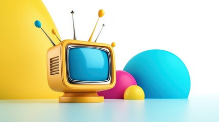 Poster - A retro-style illustration of a famous 80s TV show logo, bold and colorful, isolated on white to evoke nostalgia