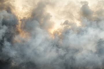 Poster - Gray smoke swirling on a white backdrop for creative design applications and artistic projects