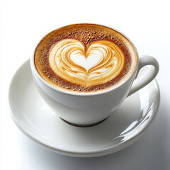 Wall Mural - cup of cappuccino with a perfect heart-shaped latte art