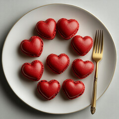 Wall Mural - beautifully baked red heart-shaped cookies