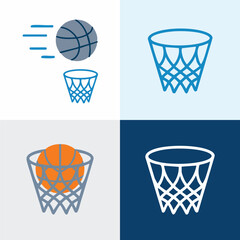 basketball basket icon set