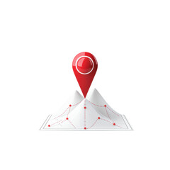 Poster - Red Location Pin on a Minimalistic Mountain Terrain Background