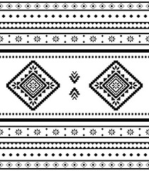 Wall Mural - Southwest Aztec geometric Native American Mexican Navajo tribal ethnic boho indian texture ornament seamless pattern fabric black and white design vector for woven textile printing blanket rug carpet 