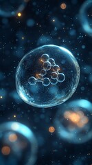 Aufkleber - Microscopic Cell Structure; Molecular Bonds; Dark Background; Science Illustration