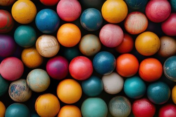 Poster - Colorful spheres in dynamic arrangement for modern design needs