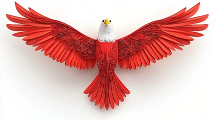 Wall Mural - Red Eagle Paper Quilling Art Bird Craft Decoration Design Handmade Display Flying Animal Artwork.