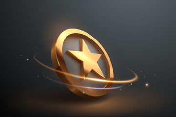 Wall Mural - star coin with light effect