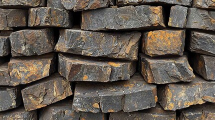 Canvas Print - Stacked dark rocks, texture background, natural stone