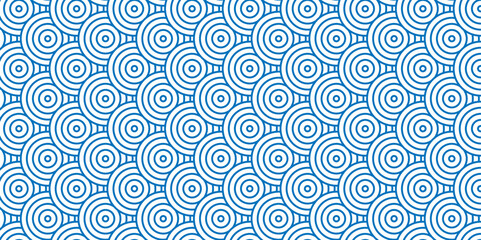 Poster - overlapping creative diamond circle abstract blue pattern waves texture. geometric digital fabric pa