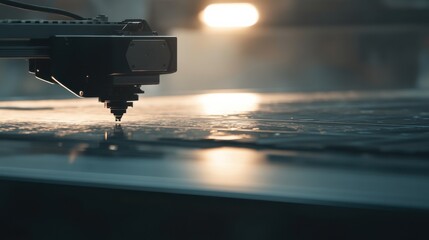 Poster - Precision Laser Cutting Machine in Industrial Workshop Setting
