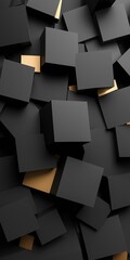 Poster - a black and gold colored image of a wall of black squares. the squares are arranged in a way that cr