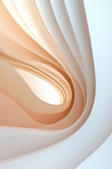 Poster - The image is a close up of a white and tan striped object. The stripes are curved and the object appears to be a piece of paper. The image has a calming and serene mood, as the colors are soft